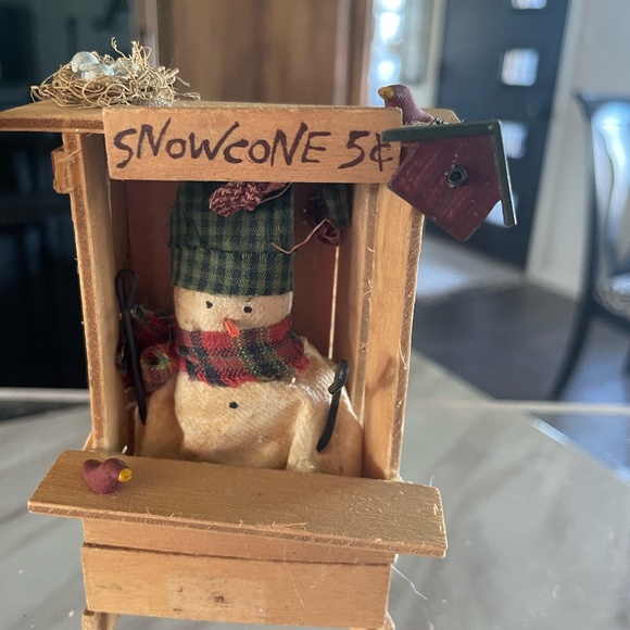 SET OF HANDMADE PRIMITIVE WINTER SNOWMAN DECOR - Picture 2 of 9